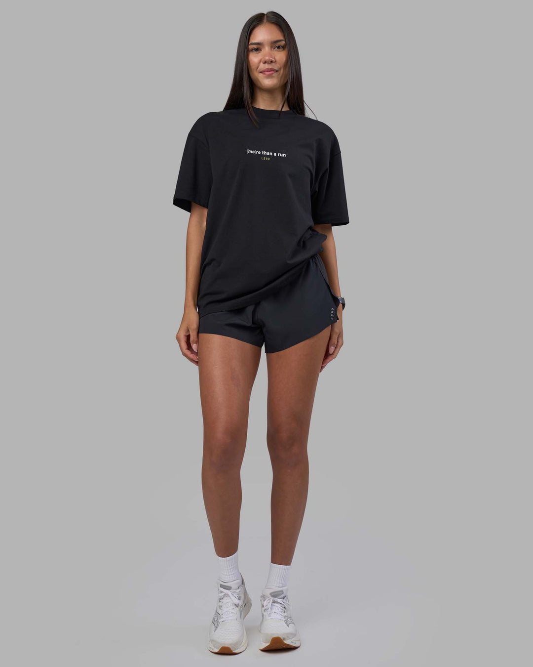 MTAR FLXCotton Oversized Tee - Black | Model:Rhiley | Size:XS