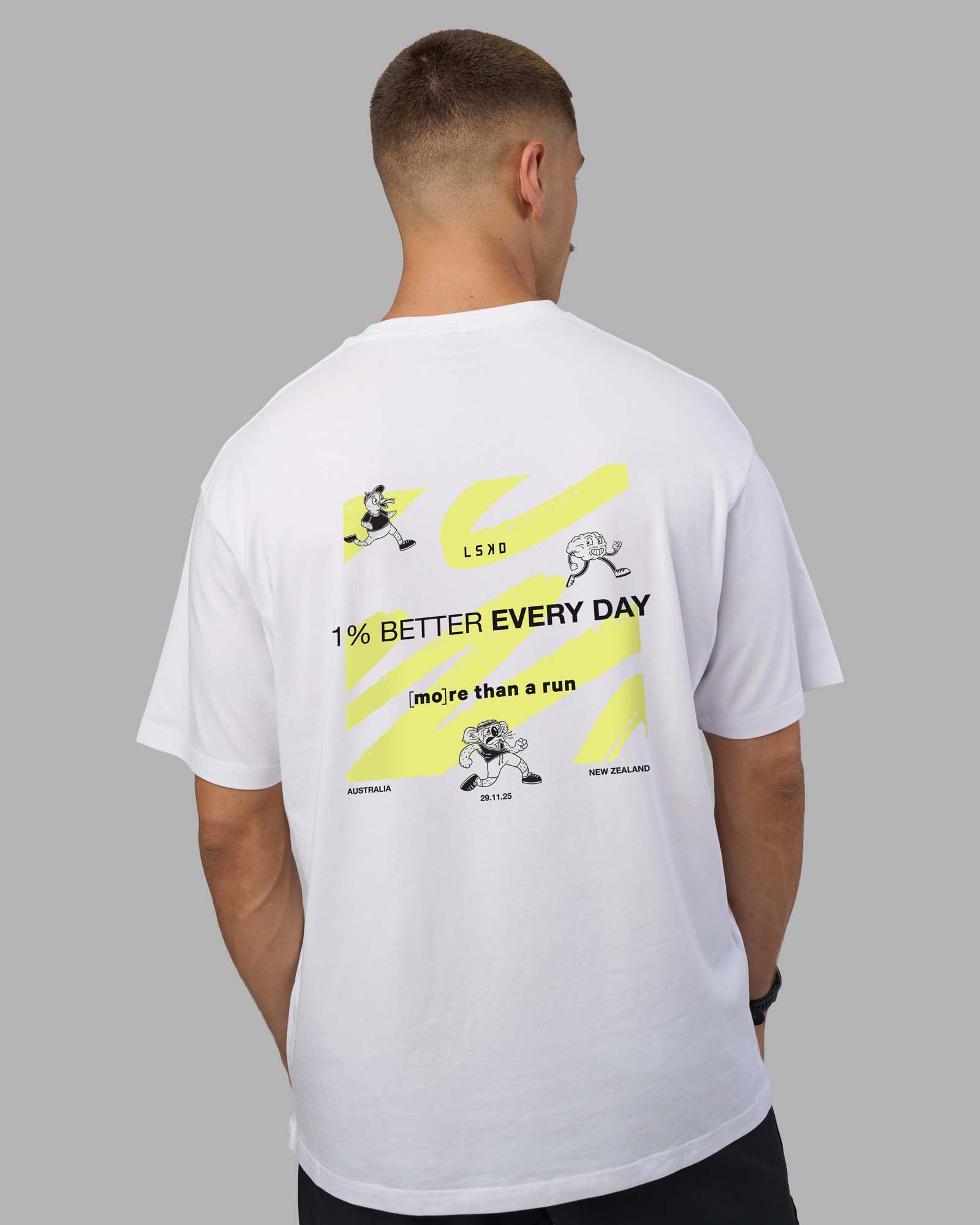 Man wearing MTAR FLXCotton Oversized Tee - White | Model:Nikola | Size:L