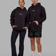 Duo wearing Mad Happy Hoodie Oversize - Black