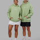 Duo wearing Mad Happy Hoodie Oversize - Green Fig