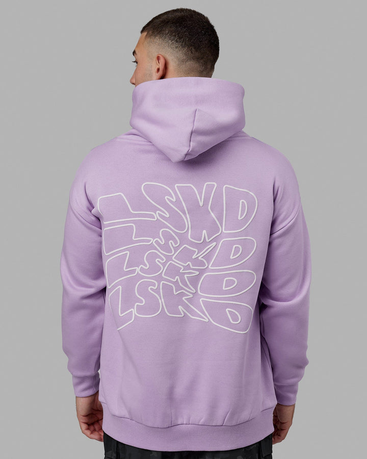 Man wearing Mad Happy Hoodie Oversize - Pale Lilac