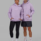 Duo wearing Mad Happy Hoodie Oversize - Pale Lilac
