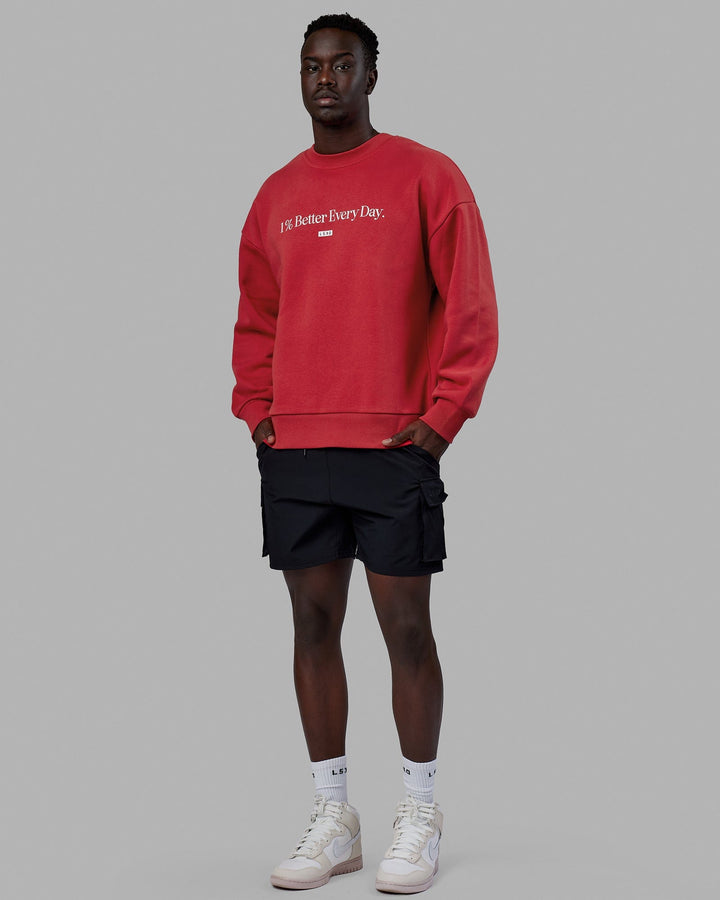 Man wearing Unisex 1% Better Sweater Oversize - Cardinal