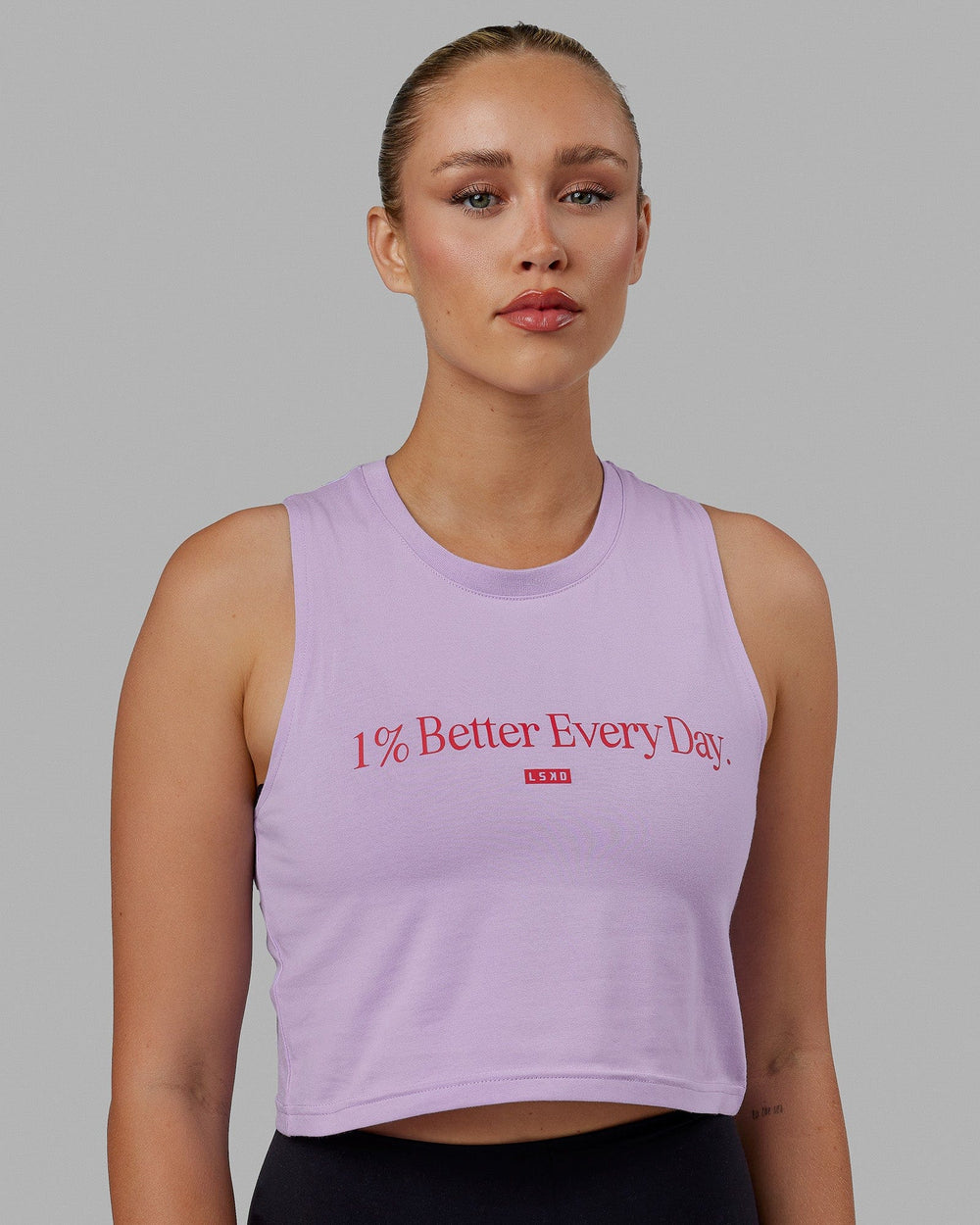 Woman wearing 1% Better FLXCotton Tank - Purple-Red