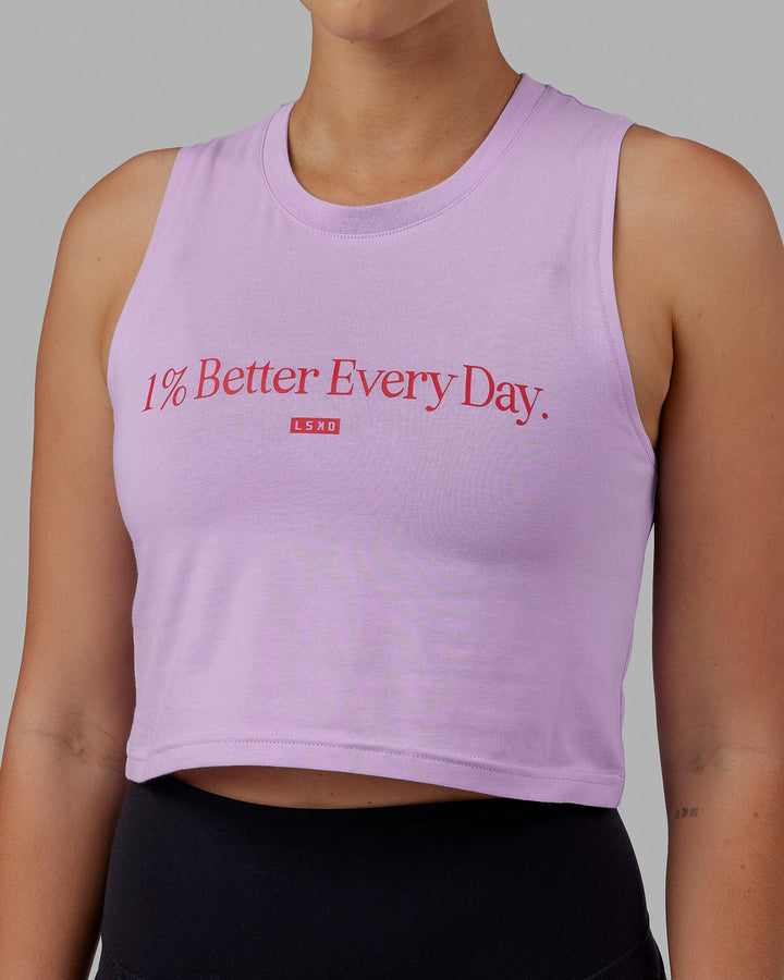 Woman wearing 1% Better FLXCotton Tank - Purple-Red