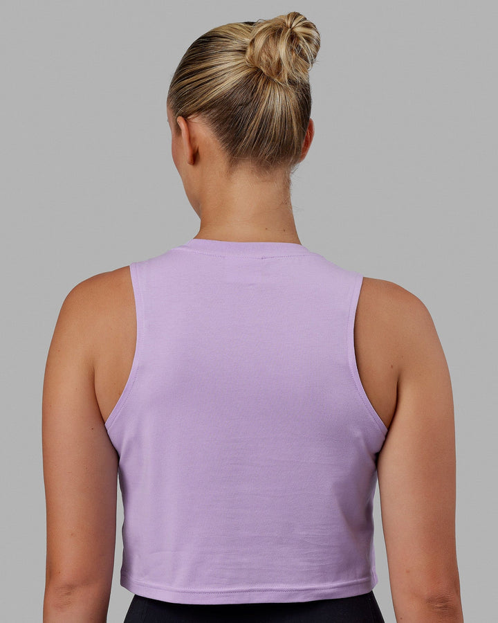 Woman wearing 1% Better FLXCotton Tank - Purple-White