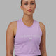 Woman wearing 1% Better FLXCotton Tank - Purple-White