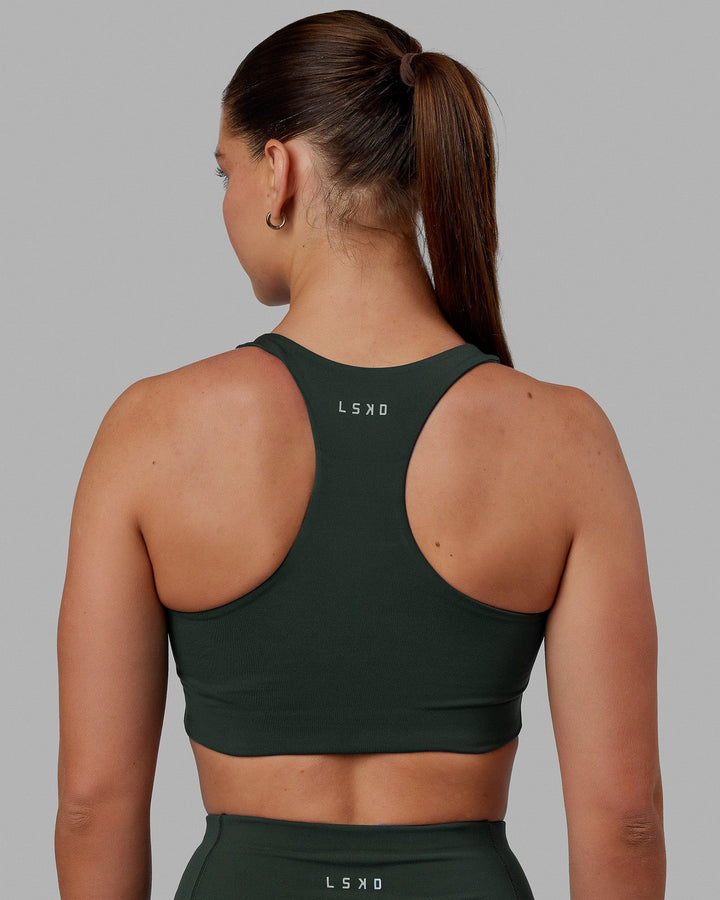 Woman wearing Ace Long Line Bra - Vital Green