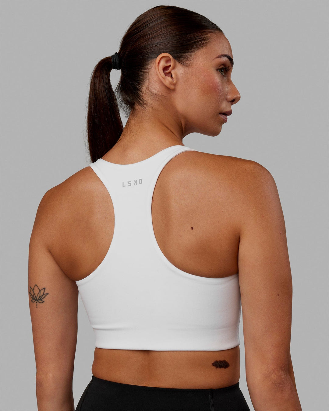 Woman wearing Ace Long Line Bra - White