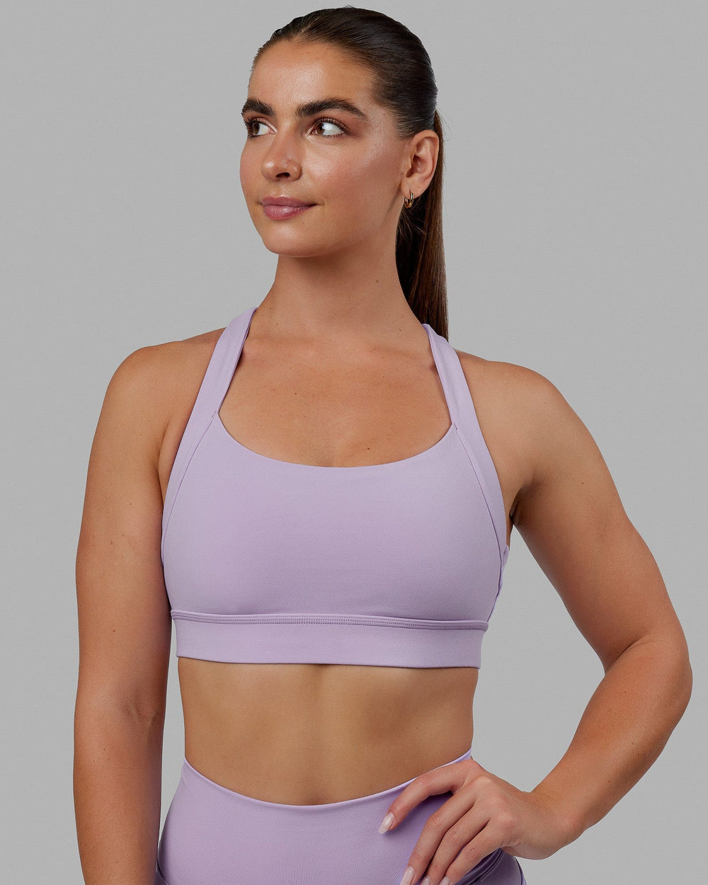 Woman wearing Advance Sports Bra - Pale Lilac