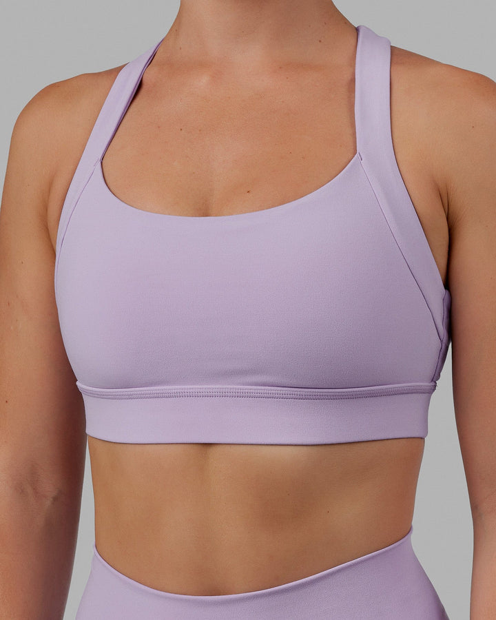 Woman wearing Advance Sports Bra - Pale Lilac