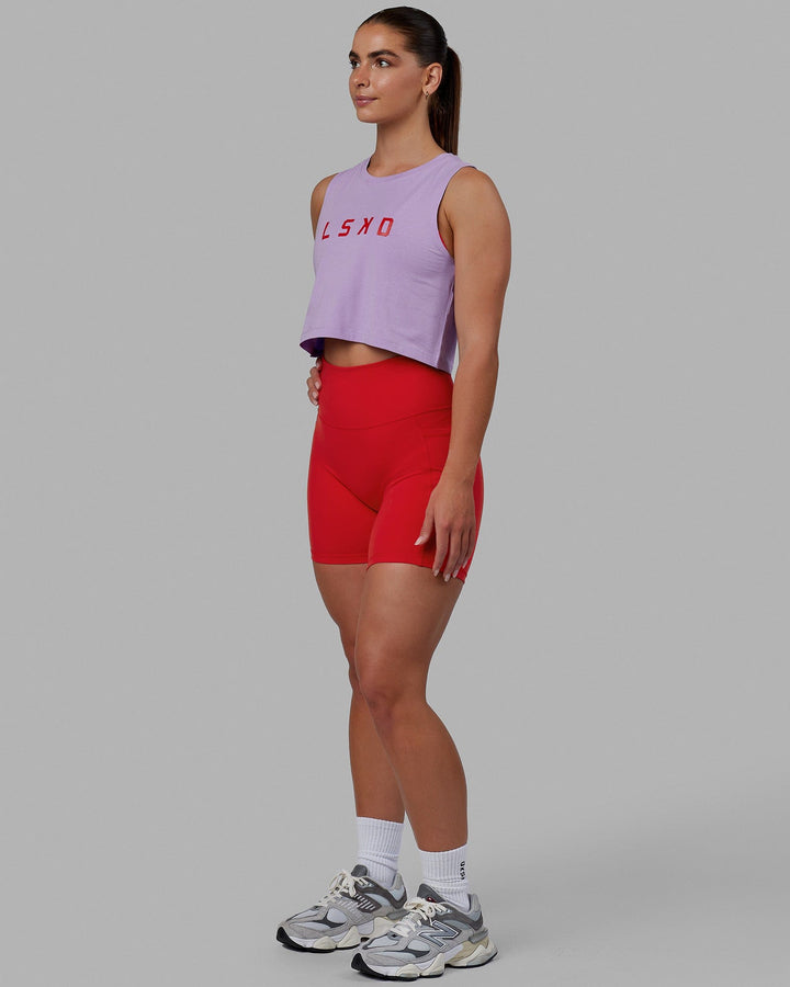Woman wearing Agile FLXCotton Tank - Pale Lilac-Infrared