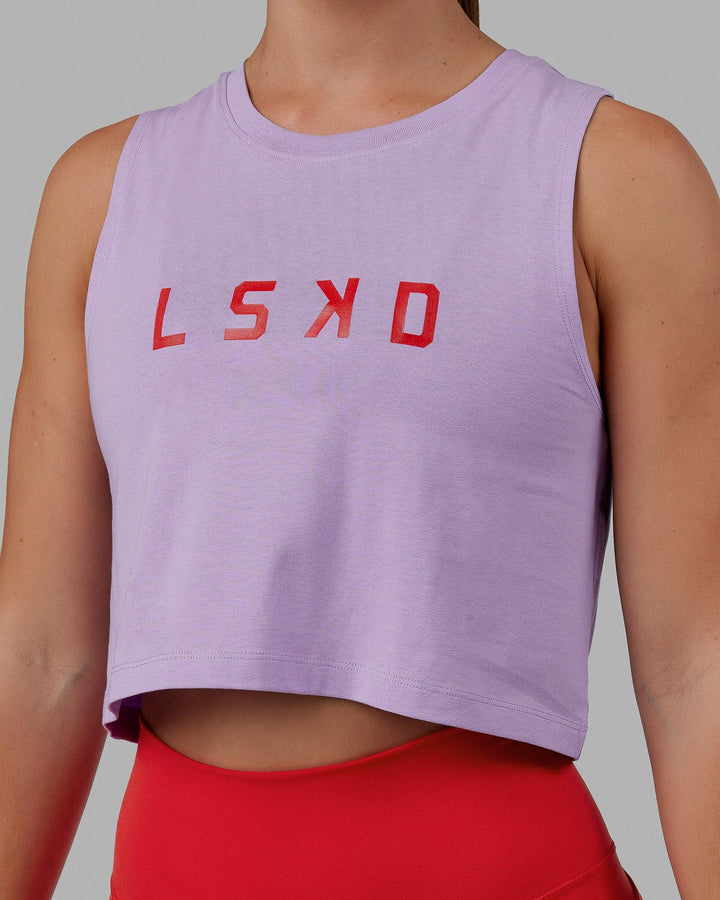 Woman wearing Agile FLXCotton Tank - Pale Lilac-Infrared
