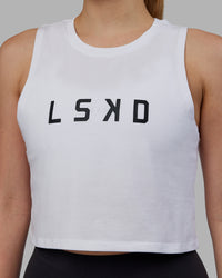 Woman wearing Agile FLXCotton Tank - White-Black
