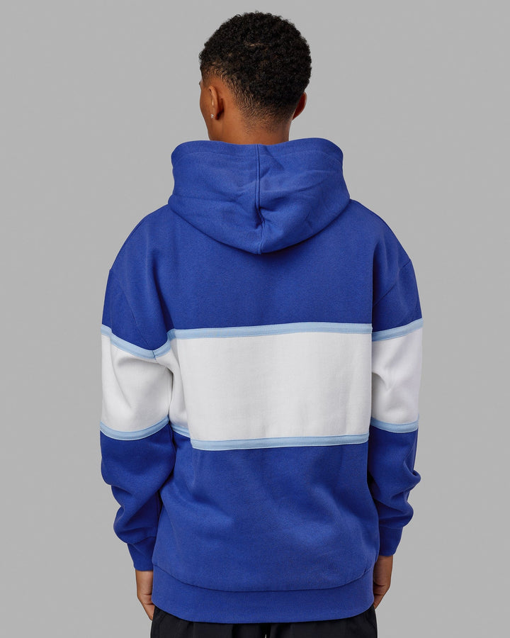 Man wearing Unisex Aligned Hoodie Oversize - Power Cobalt