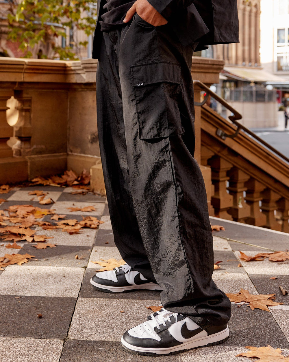 Man wearing Unisex All Day Performance Cargo Pant - Black