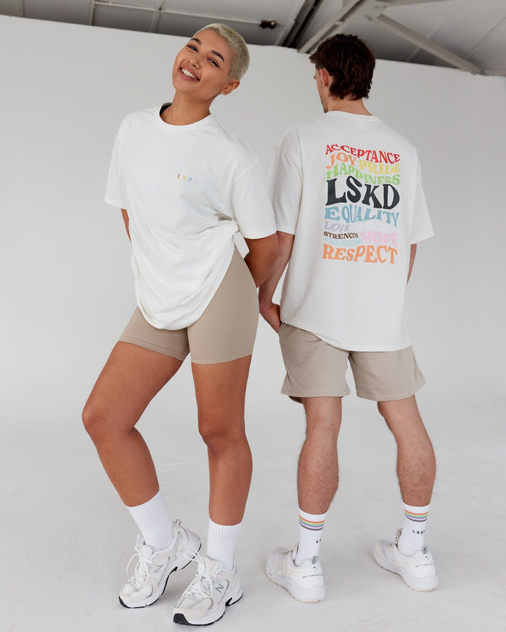 Duo wearing Unisex Amplify FLXCotton Tee Oversize - Off White