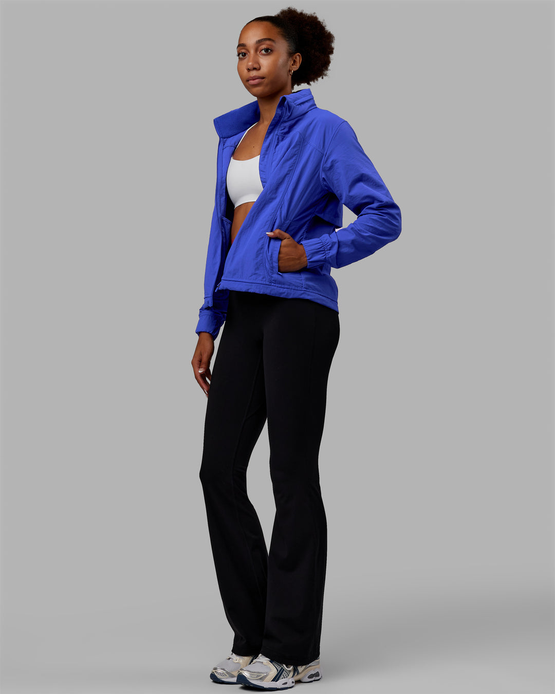 Women Wearing Barely There Jacket - Power Cobalt