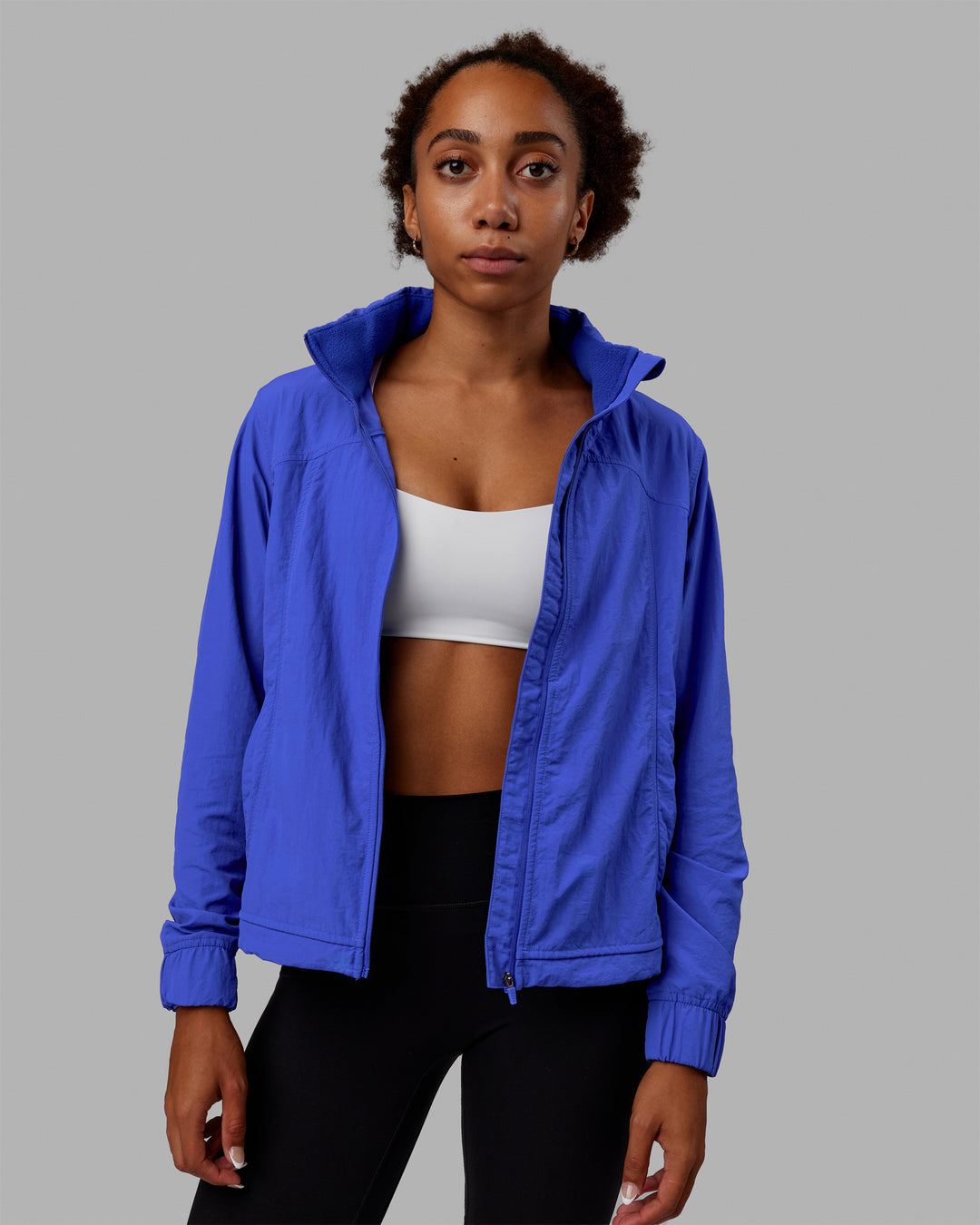 Women Wearing Barely There Jacket - Power Cobalt