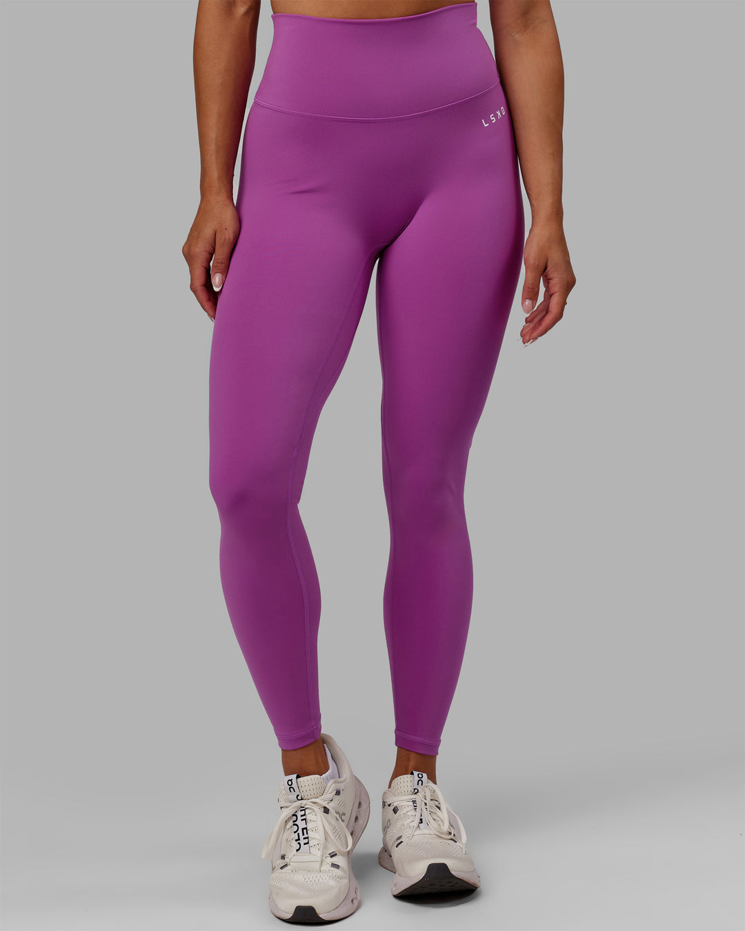 Woman wearing Base 2.0 Full Length Tights - Hyper Violet