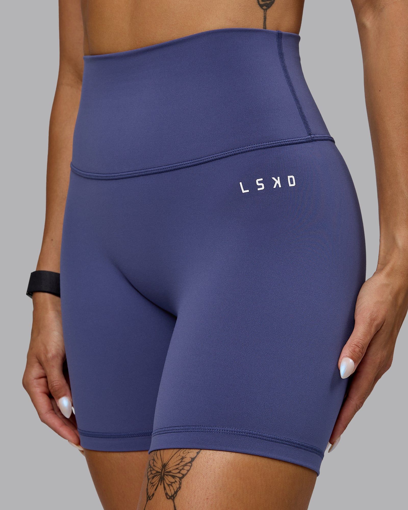 Woman wearing Base 2.0 Ultra High-Rise 6" Short - Future Dusk