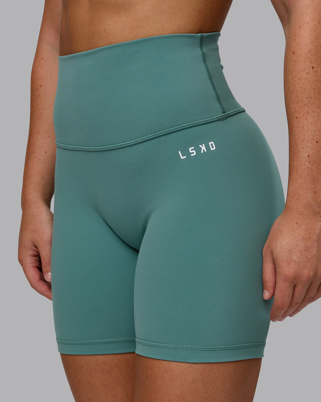 Woman wearing Base 2.0 Ultra High-Rise 6&quot; Short - Sagebrush
