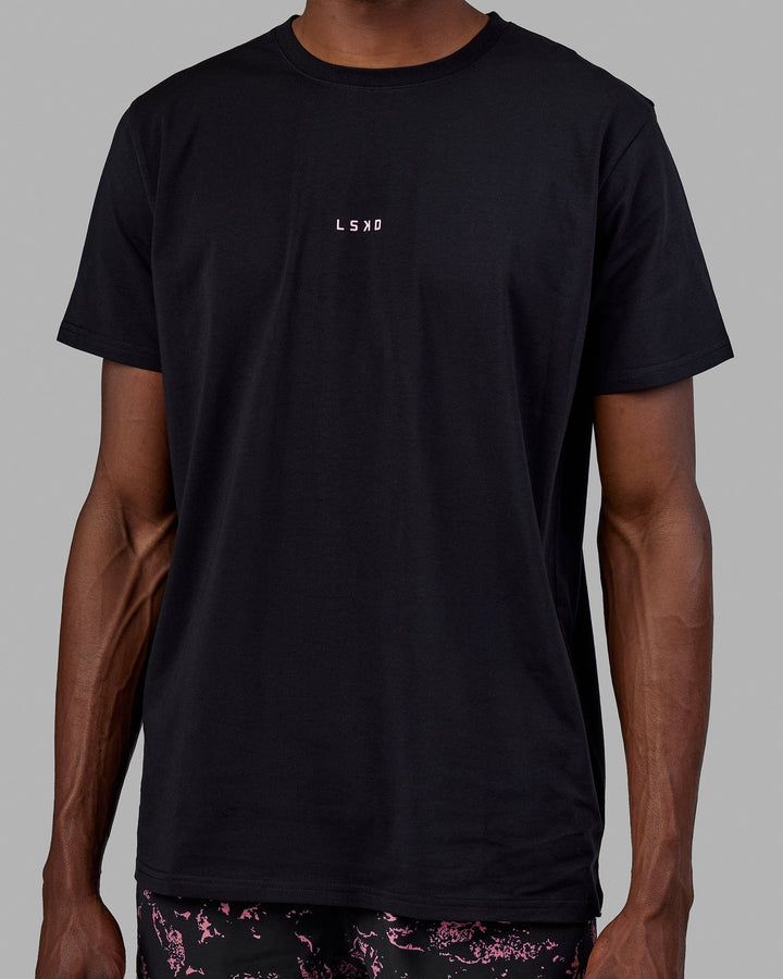 Man wearing Base FLXCotton Tee - Black-Pink Rose