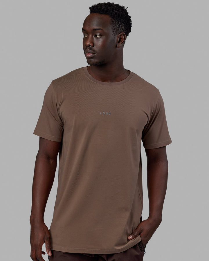Man wearing Base FLXCotton Tee - Deep Taupe