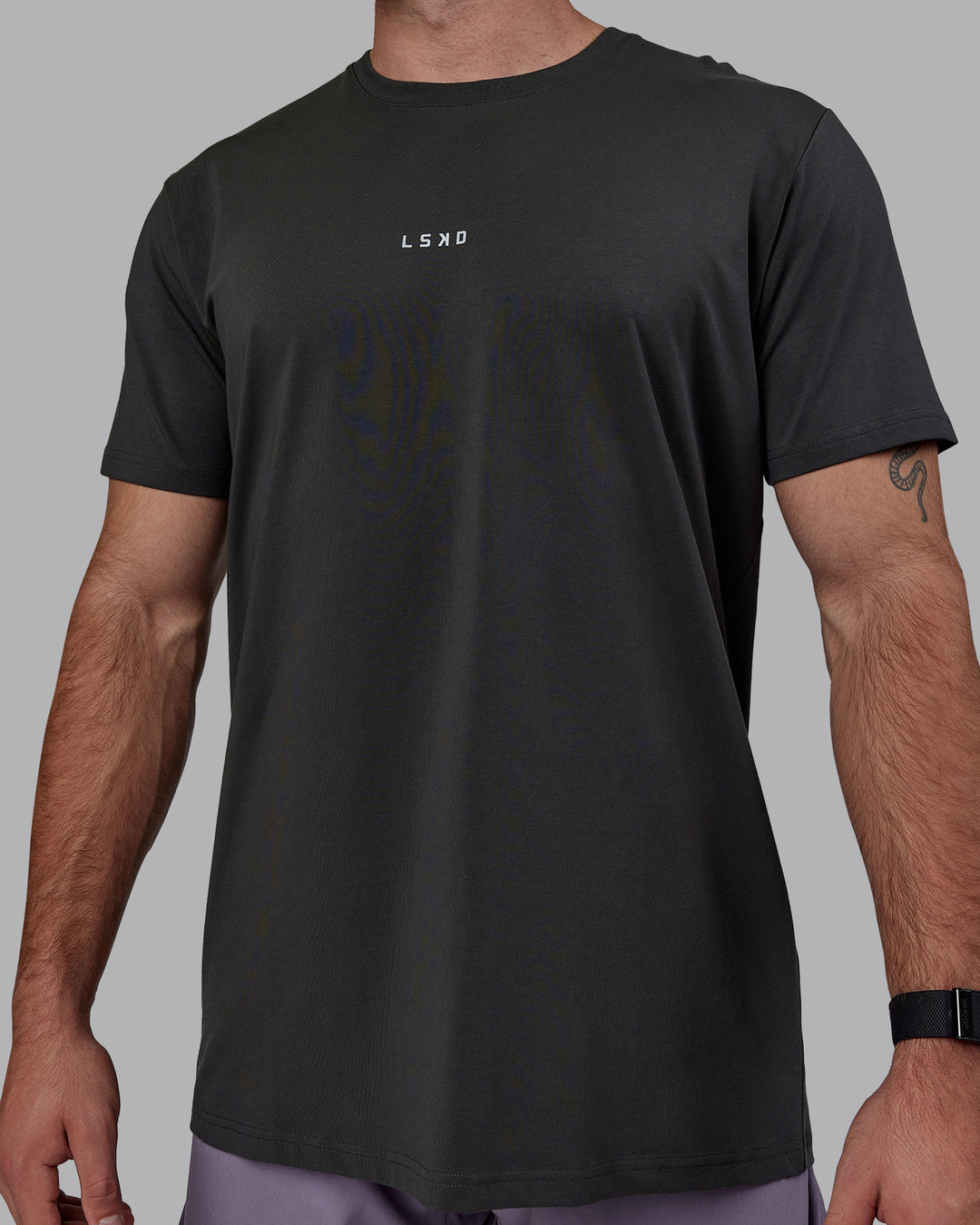 Man wearing Base FLXCotton Tee - Pirate Black