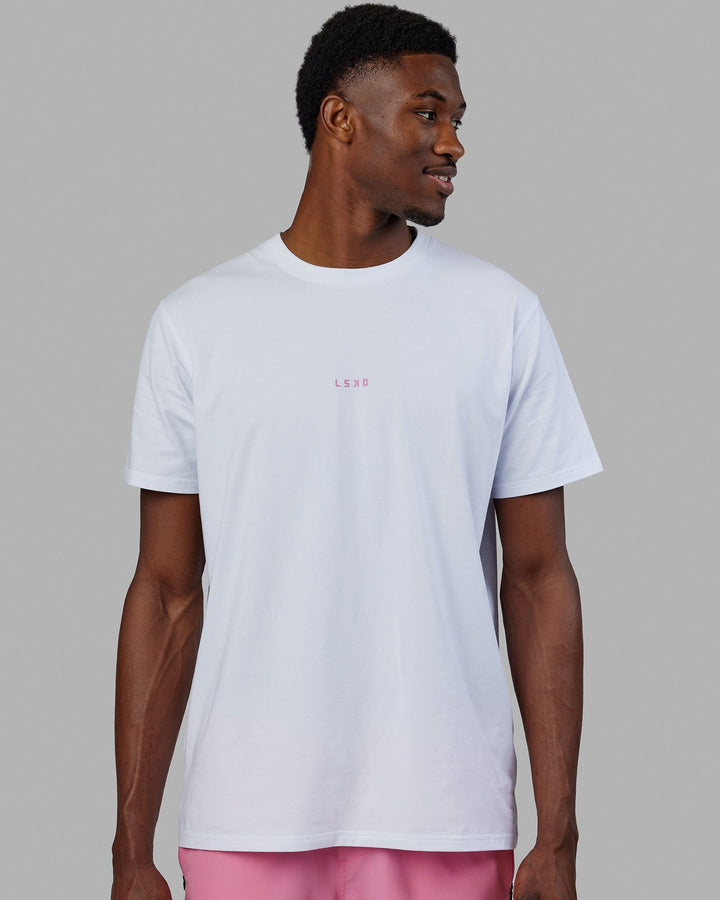 Man wearing Base FLXCotton Tee - White-Pink Rose