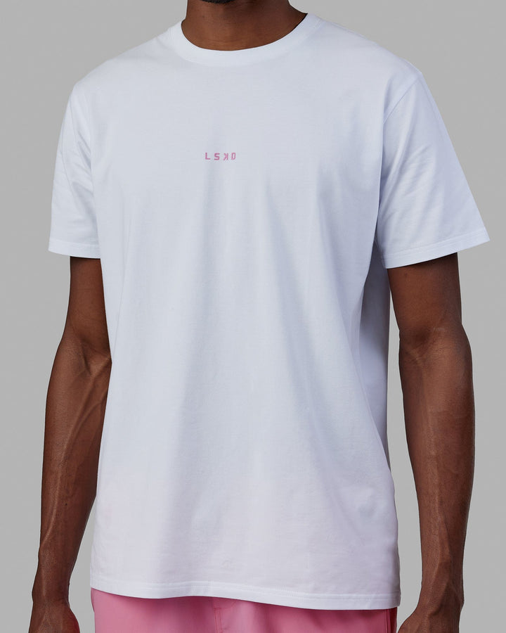 Man wearing Base FLXCotton Tee - White-Pink Rose