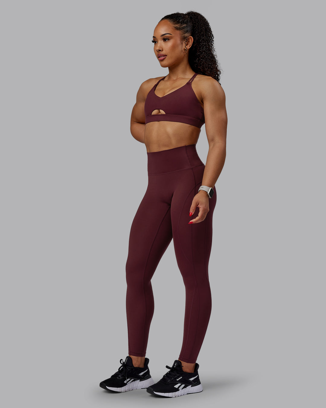 Woman wearing Bend Ultra High-Rise Full Length Legging - Dark Cherry