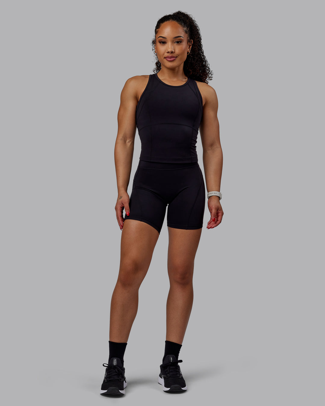 Woman wearing Bend Ultra High-Rise 6&quot; Short - Black