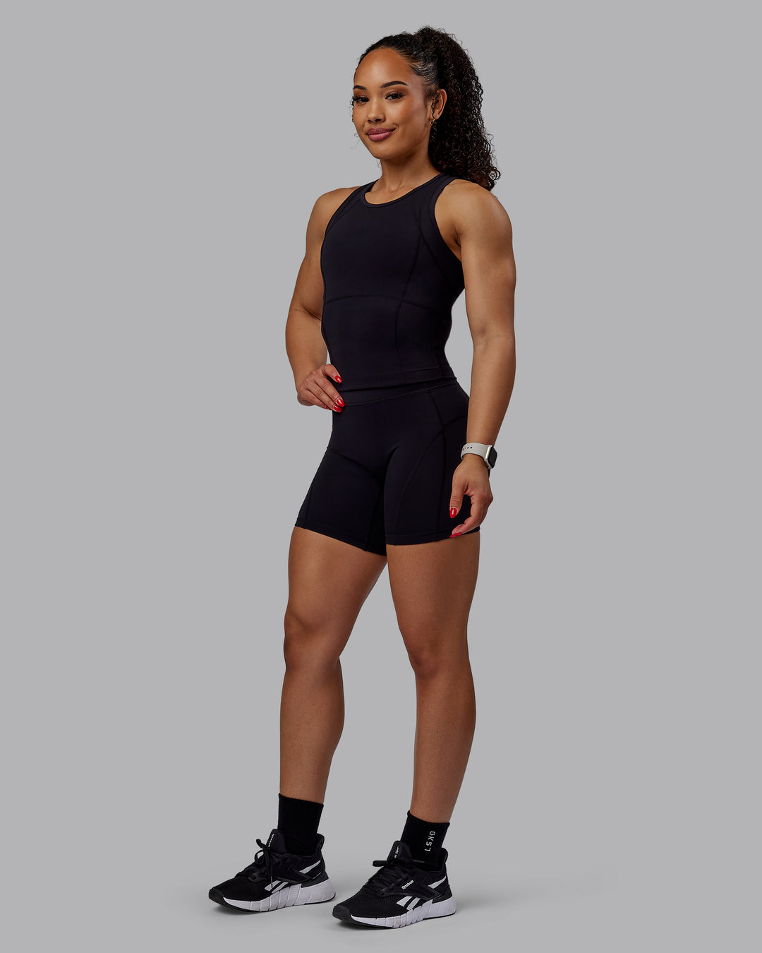 Woman wearing Bend Ultra High-Rise 6&quot; Short - Black