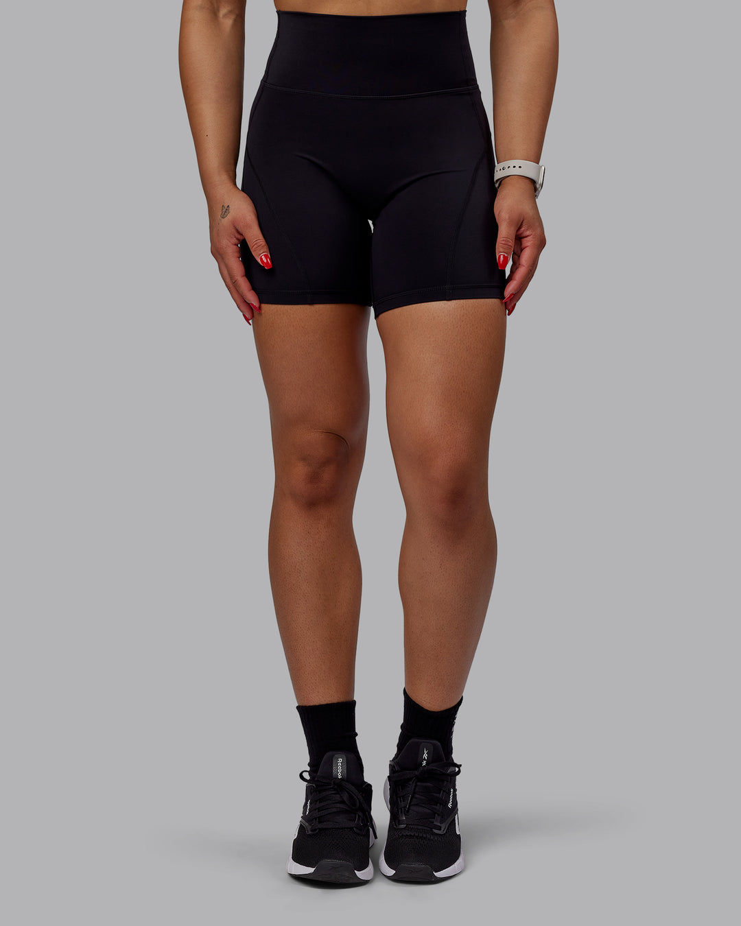 Woman wearing Bend Ultra High-Rise 6&quot; Short - Black