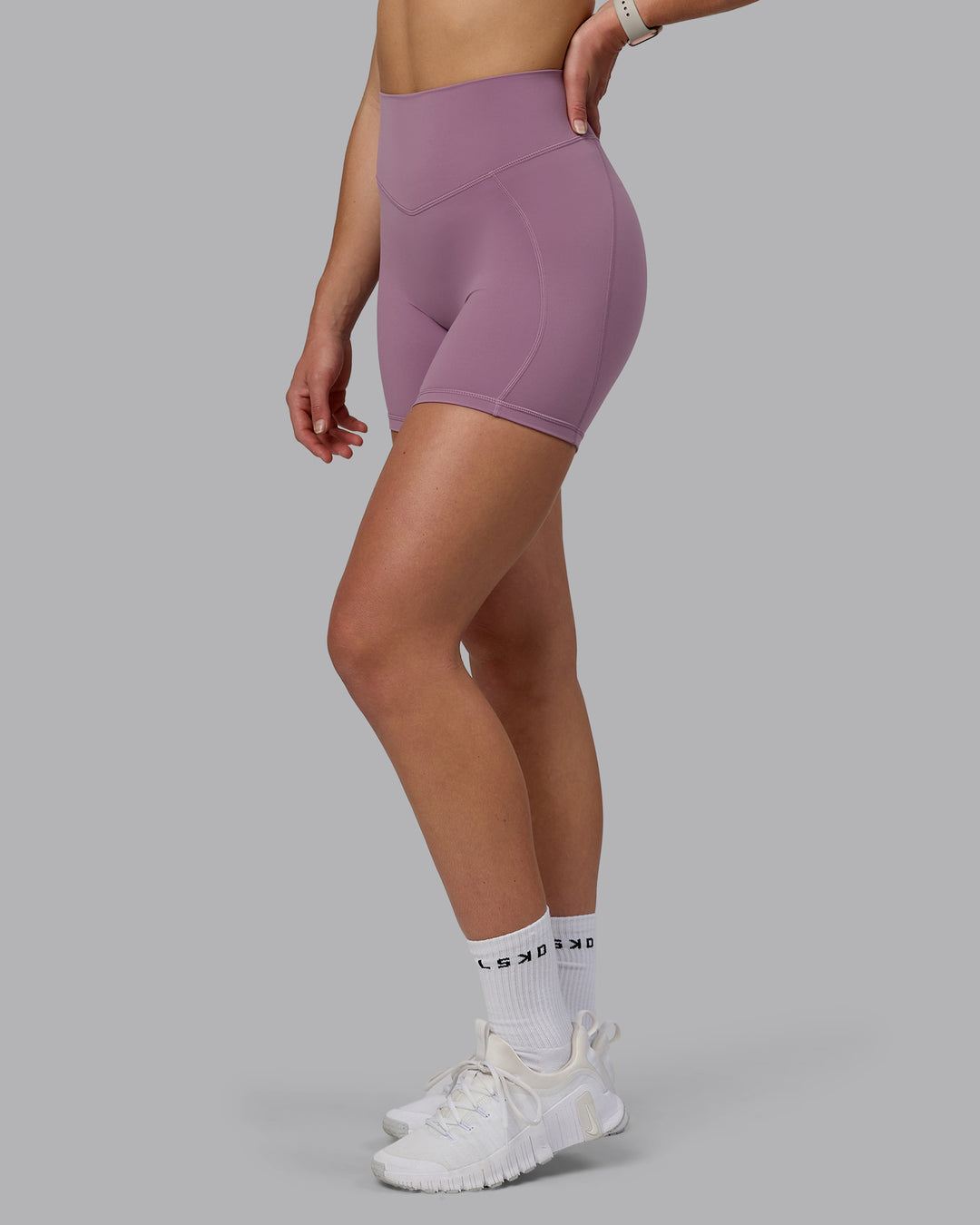 Woman wearing Blaze Ultra High-Rise 6&quot; Short - Grape