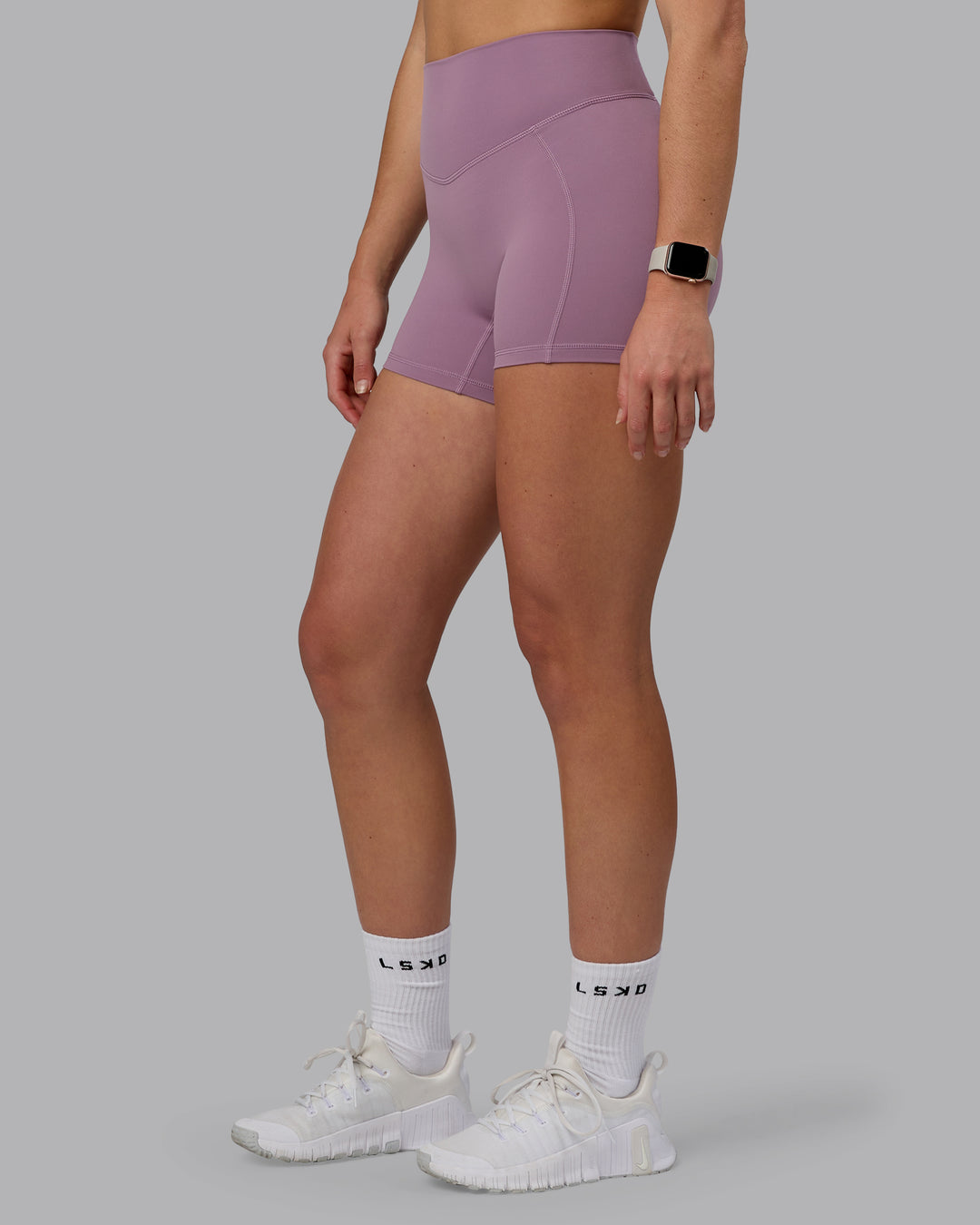 Woman wearing Blaze Ultra High-Rise 4&quot; Short - Grape
