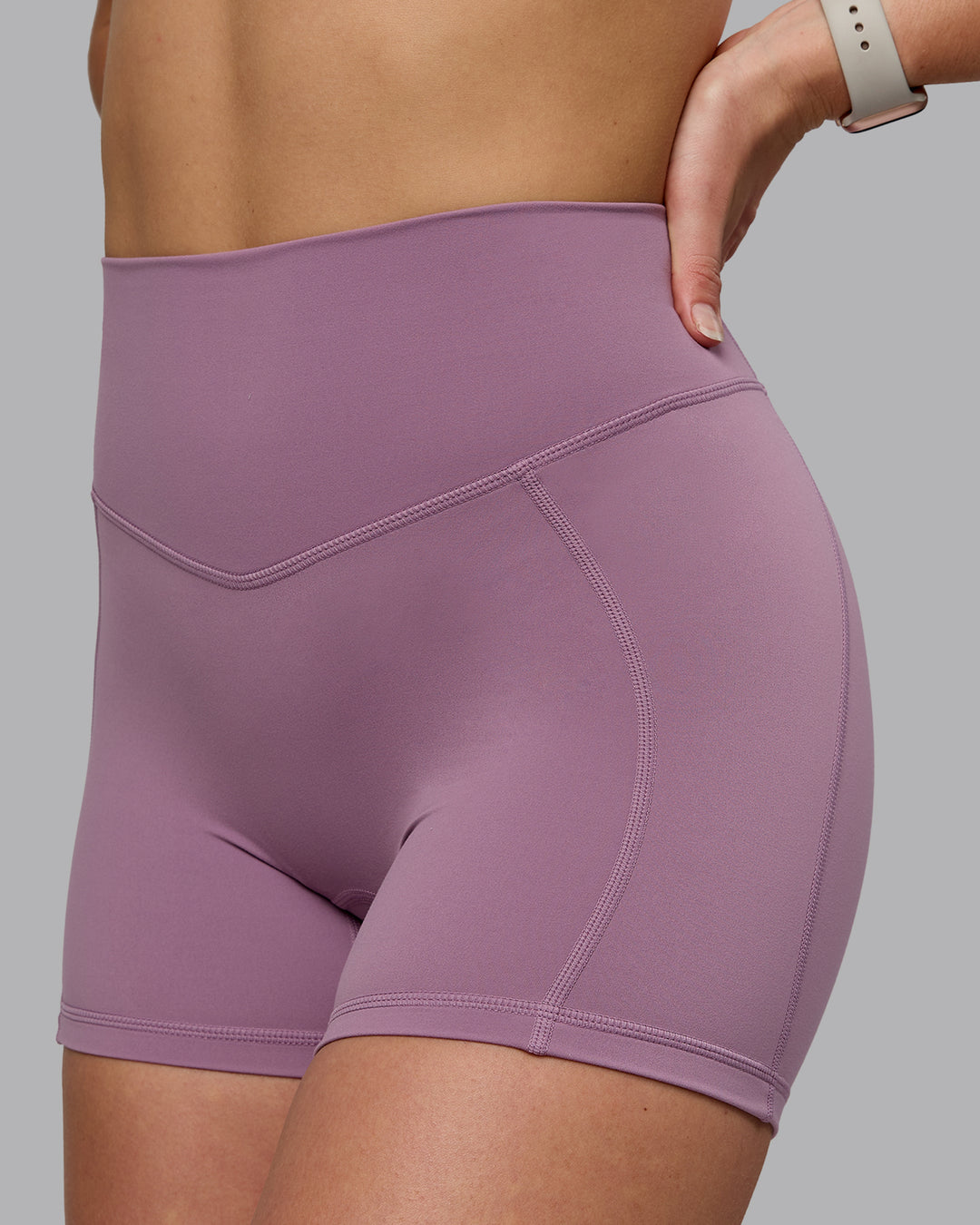Woman wearing Blaze Ultra High-Rise 4&quot; Short - Grape