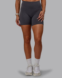 Woman wearing Bree Masters Fusion Ultra High-Rise 6" Short Pockets - Stormy