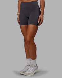 Woman wearing Bree Masters Fusion Ultra High-Rise 6" Short Pockets - Stormy