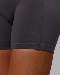 Woman wearing Bree Masters Fusion Ultra High-Rise 6" Short Pockets - Stormy