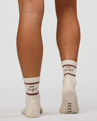 CF Move Through Quarter Socks - Ivory-Hot Chocolate