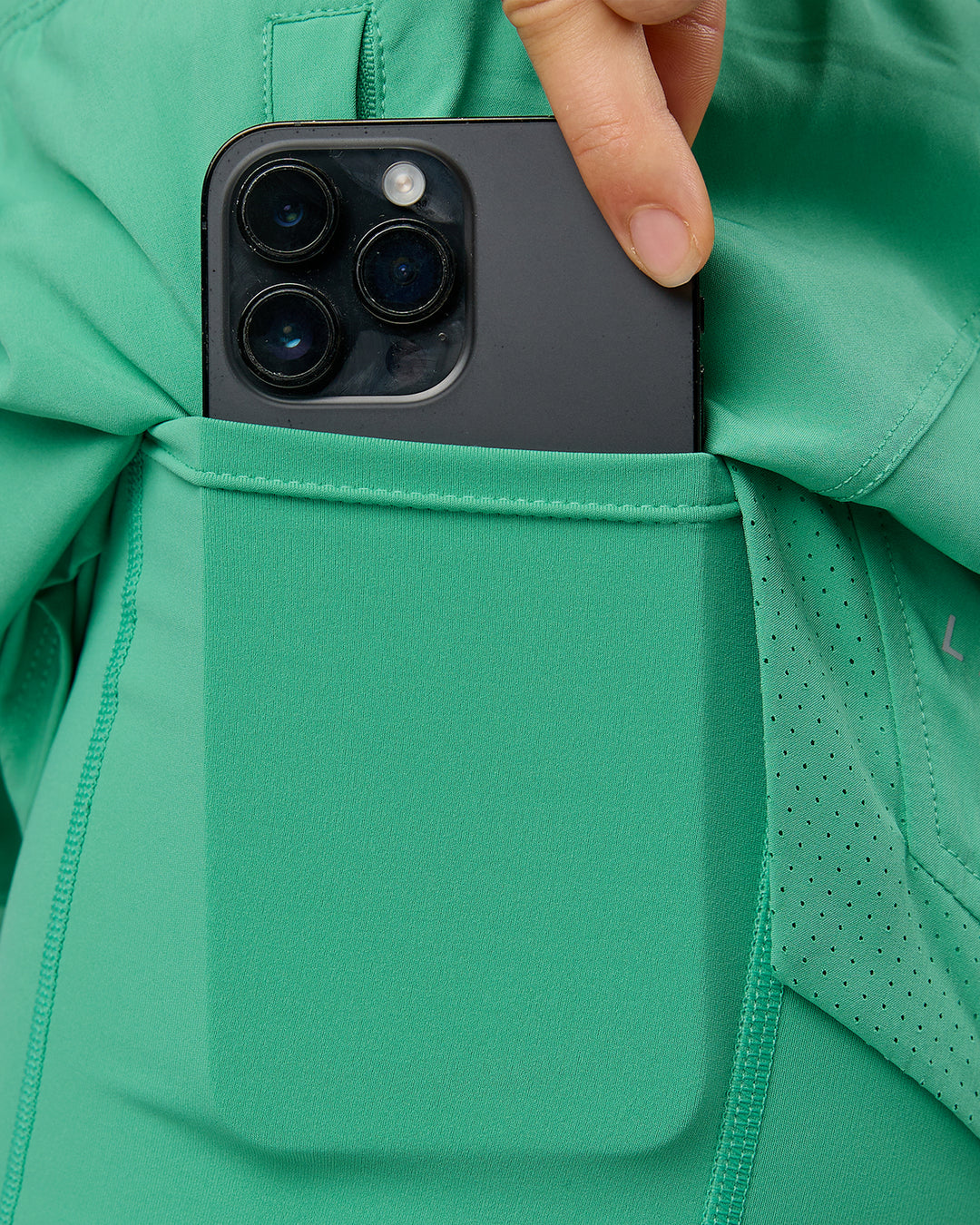 Woman wearing Challenger 5&quot; Lined Performance Shorts - Mystic Green