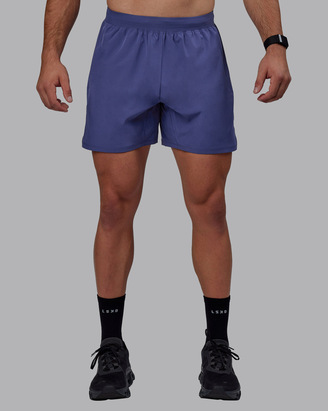 Man wearing Challenger 6" Performance Shorts - Future Dusk