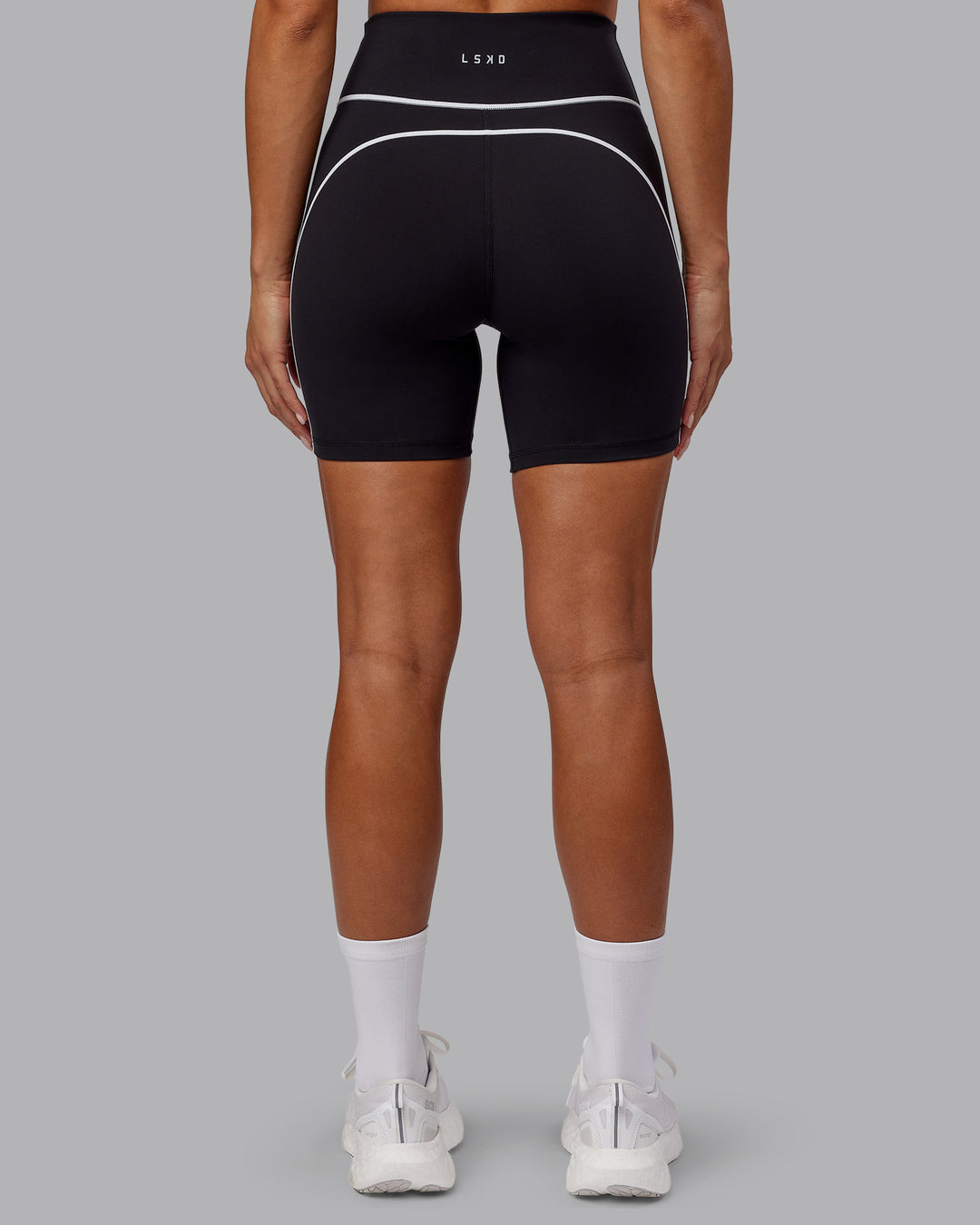 Woman wearing Contrast Ultra High-Rise 6&quot; Short - Black-White