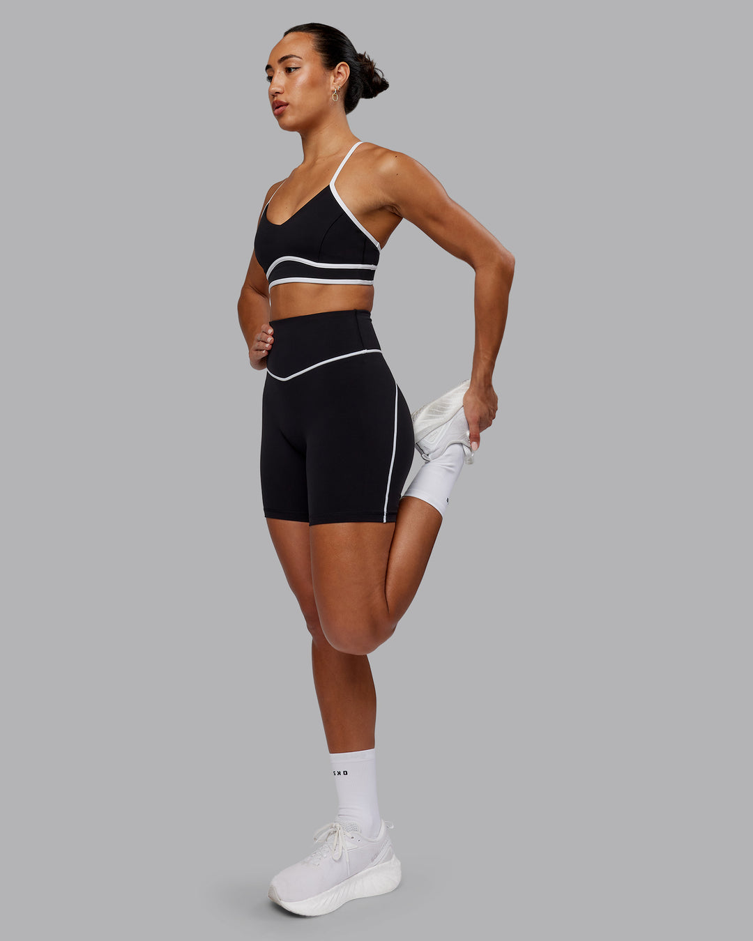 Woman wearing Contrast Ultra High-Rise 6&quot; Short - Black-White
