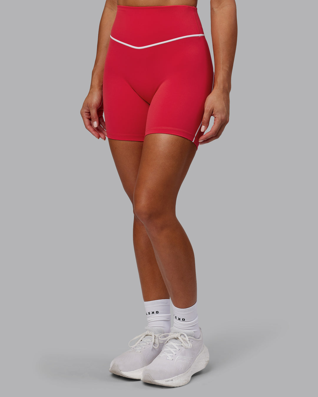 Woman wearing Contrast Ultra High-Rise 6&quot; Short - Scarlet-White