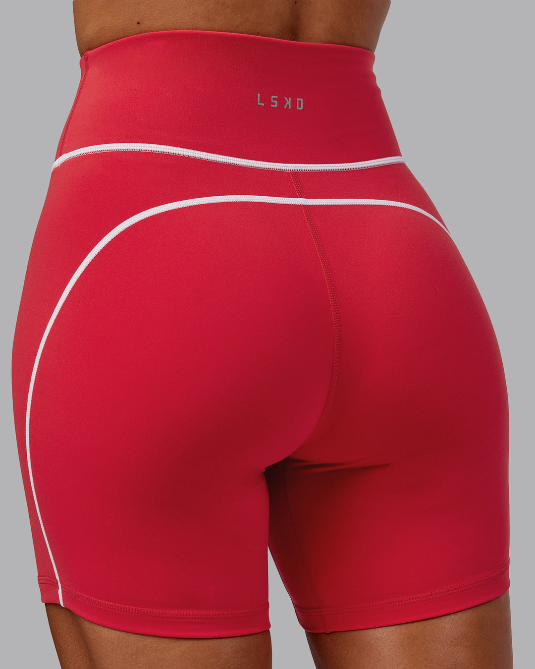 Woman wearing Contrast Ultra High-Rise 6&quot; Short - Scarlet-White