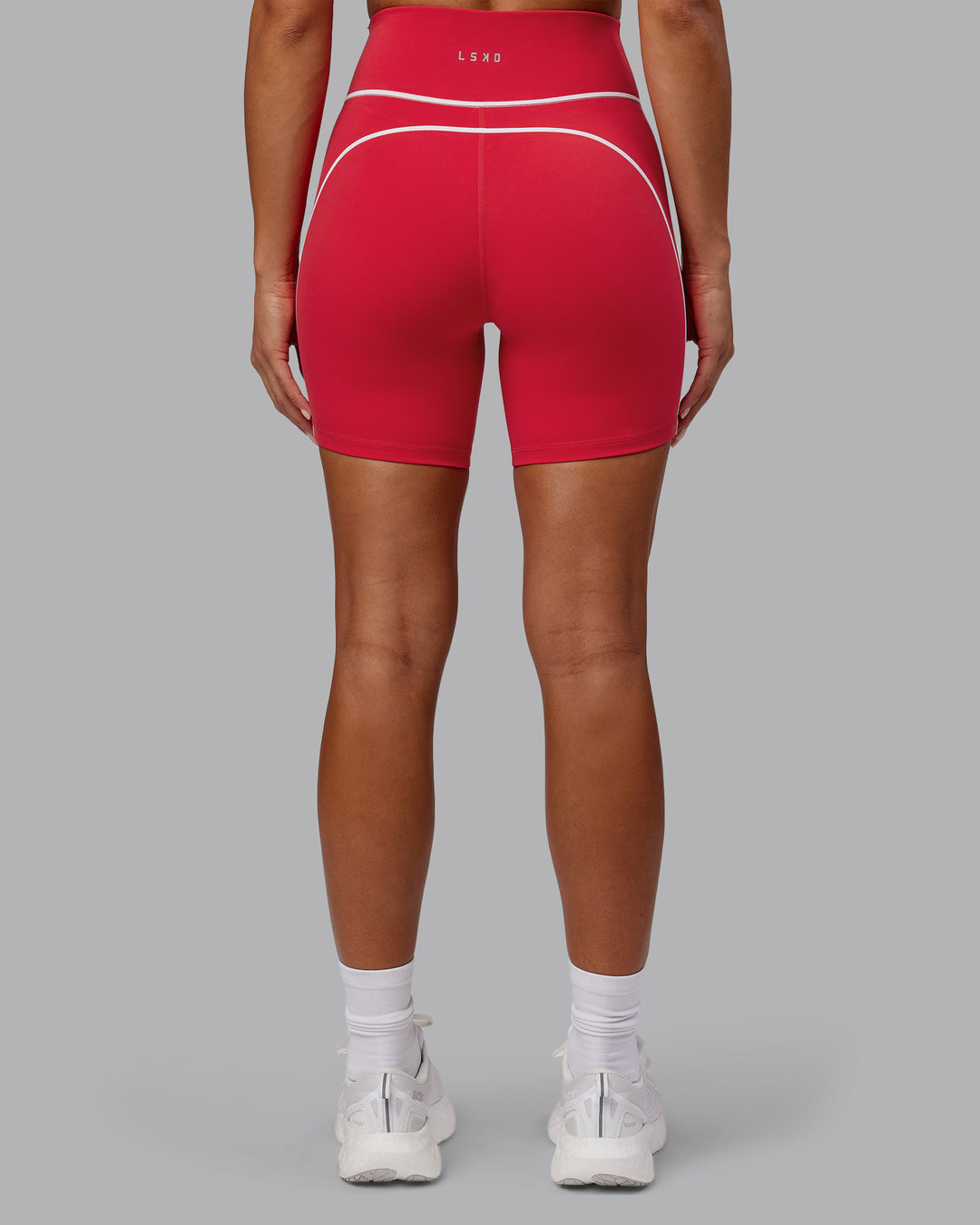 Woman wearing Contrast Ultra High-Rise 6&quot; Short - Scarlet-White