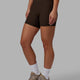 Woman wearing Creator Ribbed Mid Shorts - Dark Chocolate